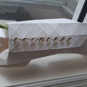 5 Strings of Swarovski chandelier crystals taupe